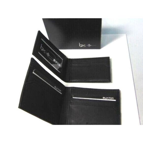 NEW Mens RFID Block BIFOLD WALLET + Removable PASSCASE Buxton Black Faux Leather - Picture 4 of 11